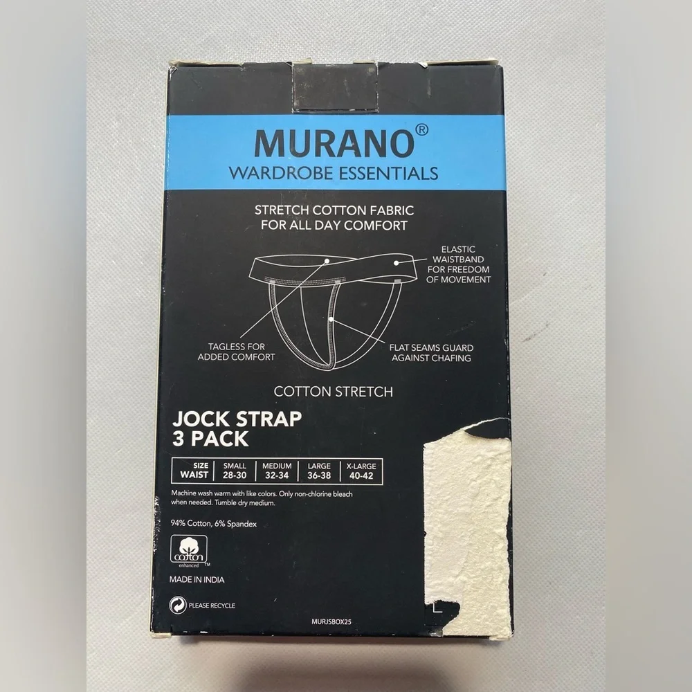 NEW Mens Murano Wardrobe Essentials Cotton Stretch Multicolor Jock Strap